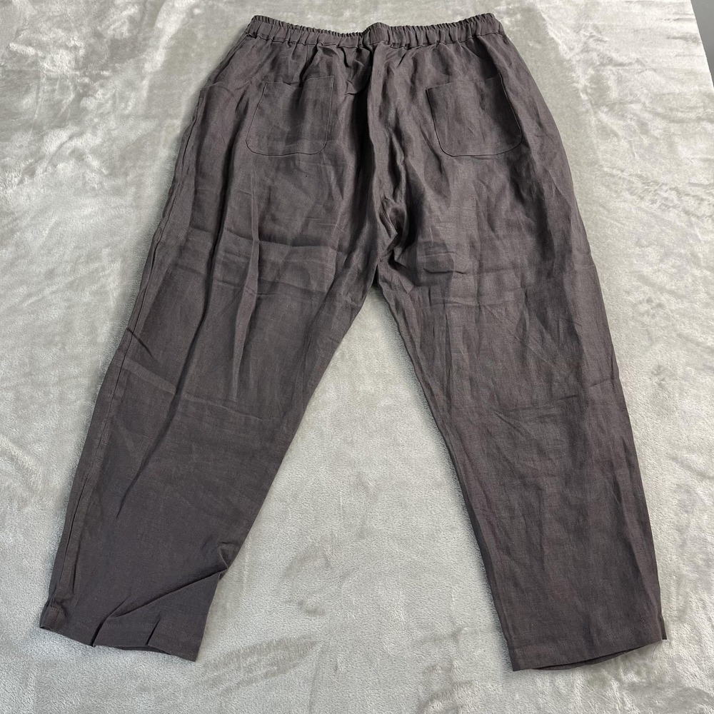 IXIMO Pants Womens XL Gray Linen Ankle Tapered Elastic Waist Pockets Lagenlook - Picture 3 of 13